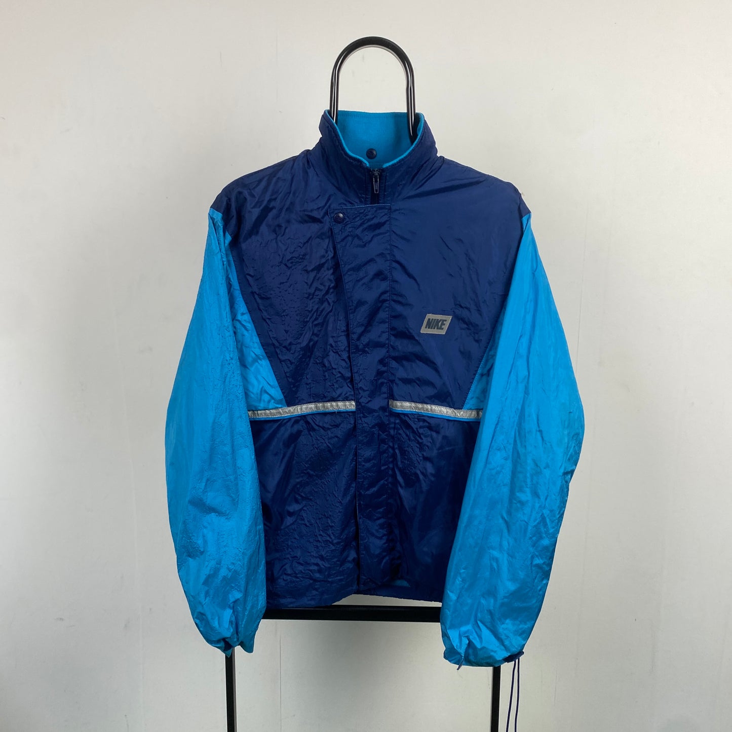 90s Nike Crinkle Shell Windbreaker Jacket Blue Medium