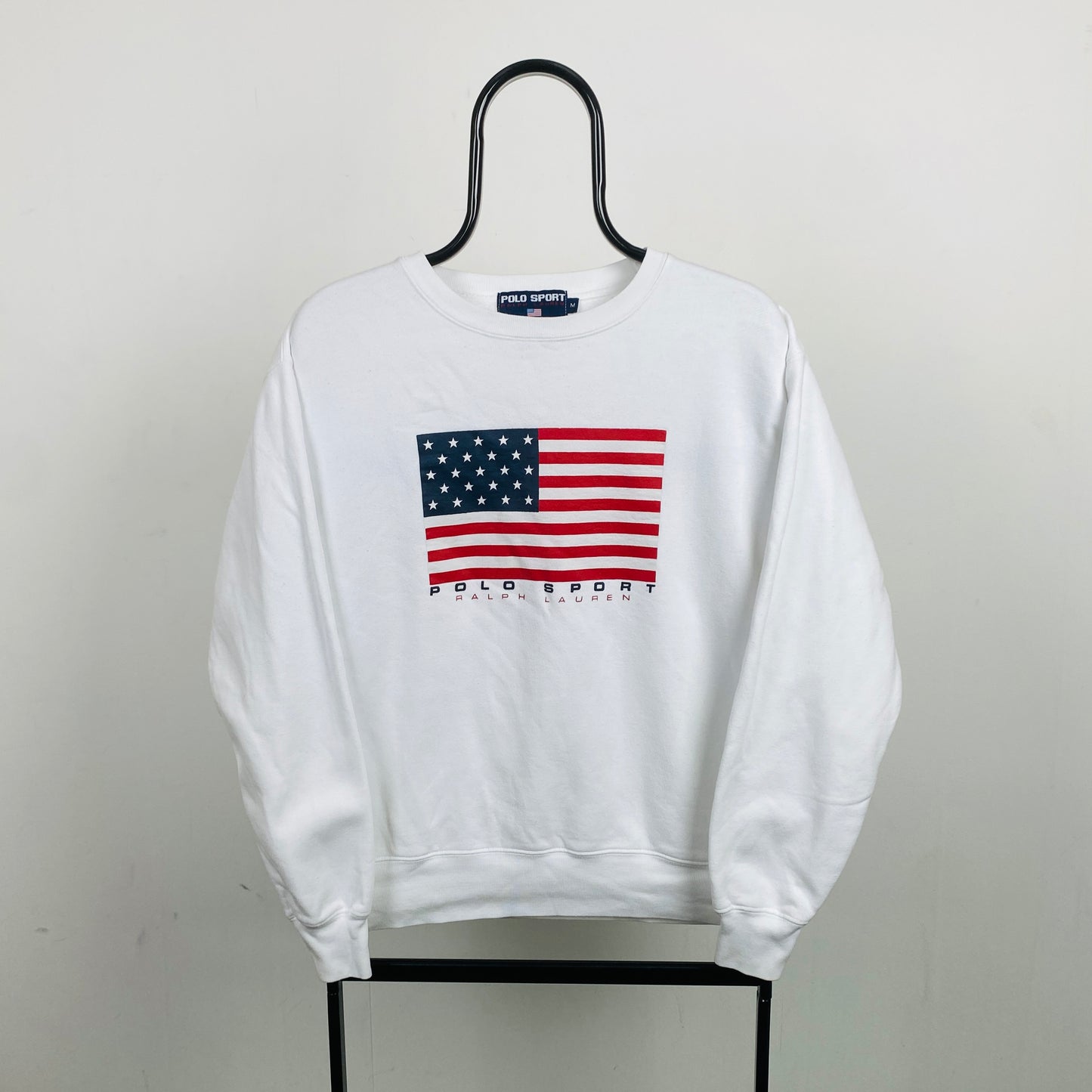 Retro Ralph Lauren Polo Sport Sweatshirt White Medium