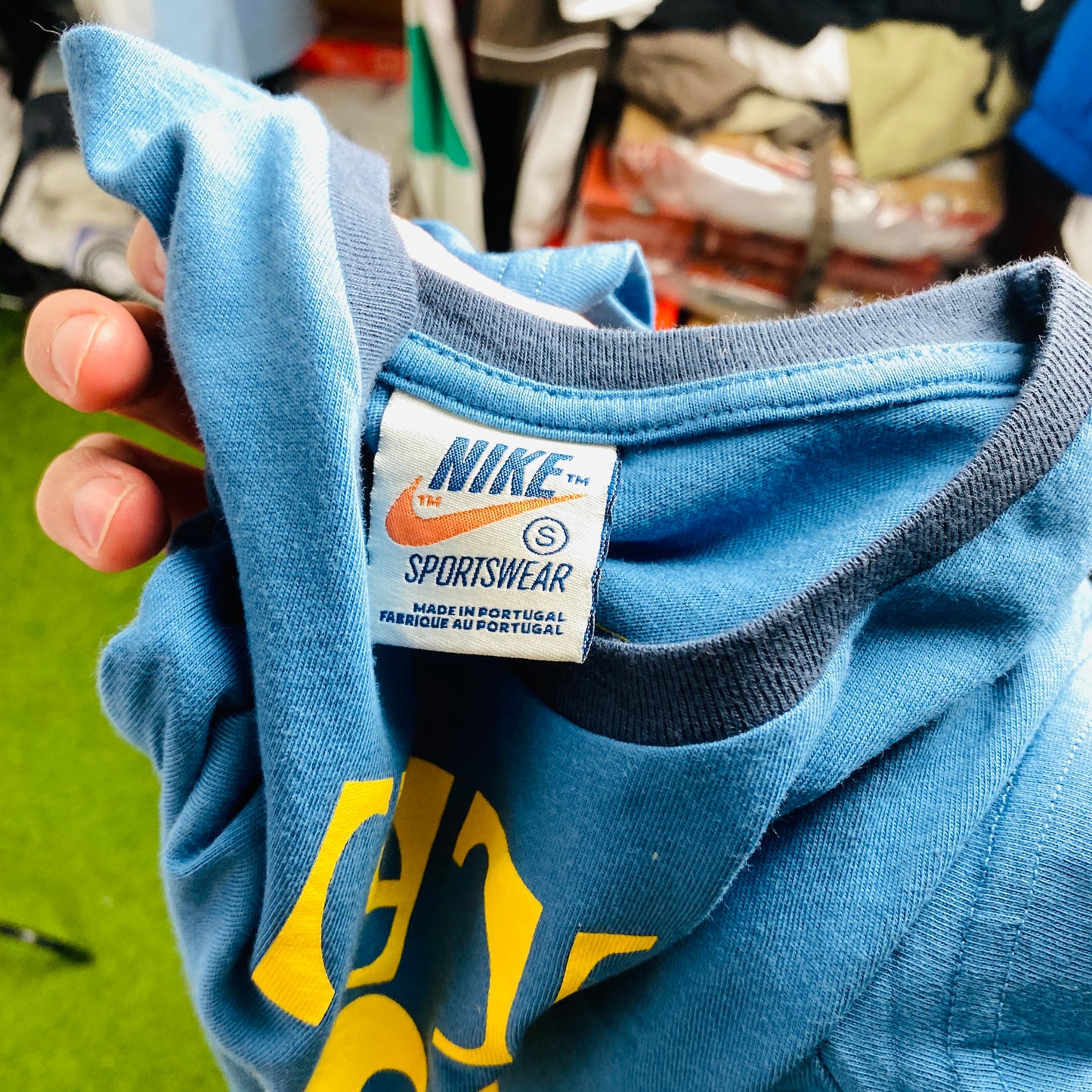 00s Nike Marathon T-Shirt Blue Small
