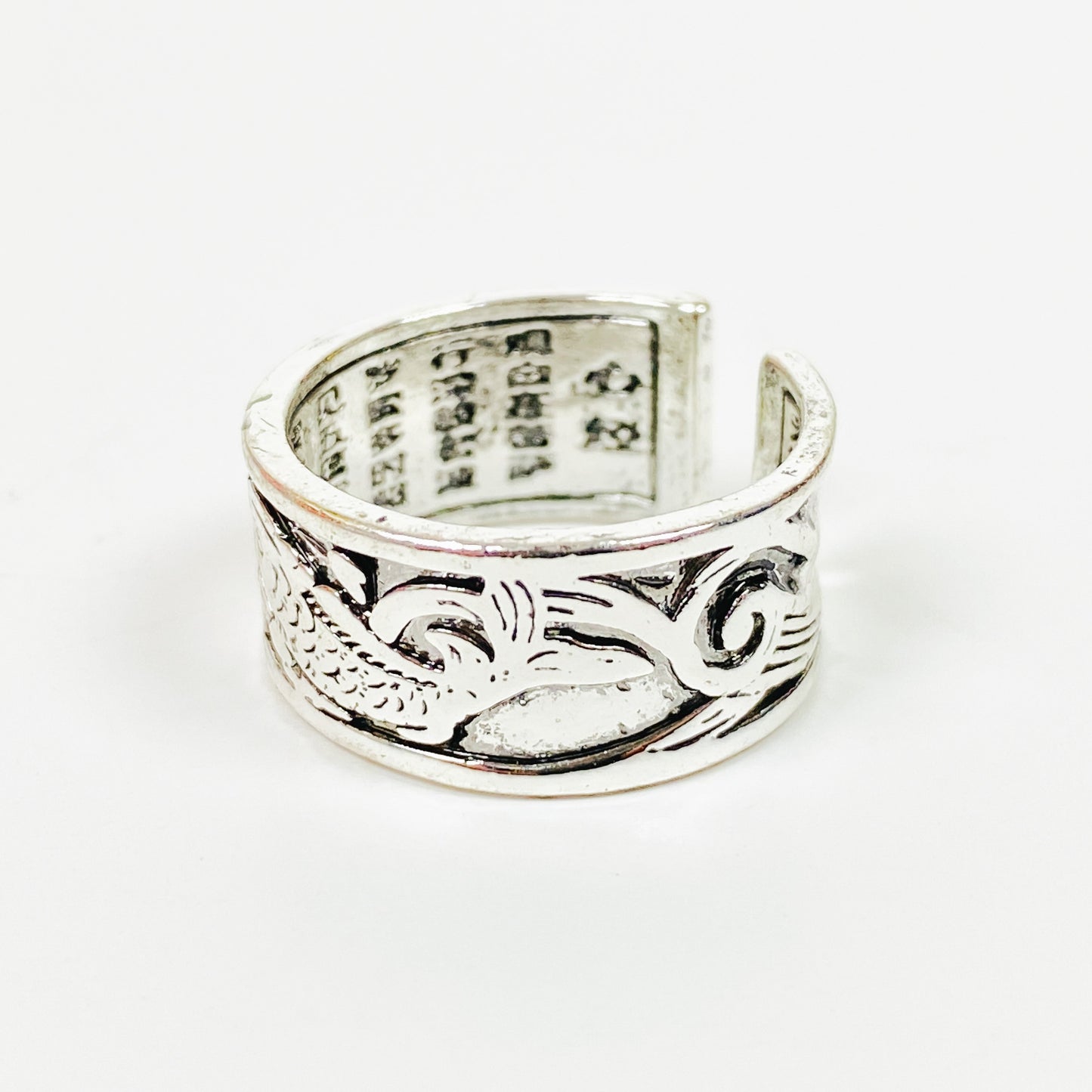Vintage Retro Adjustable Fish Ring Silver