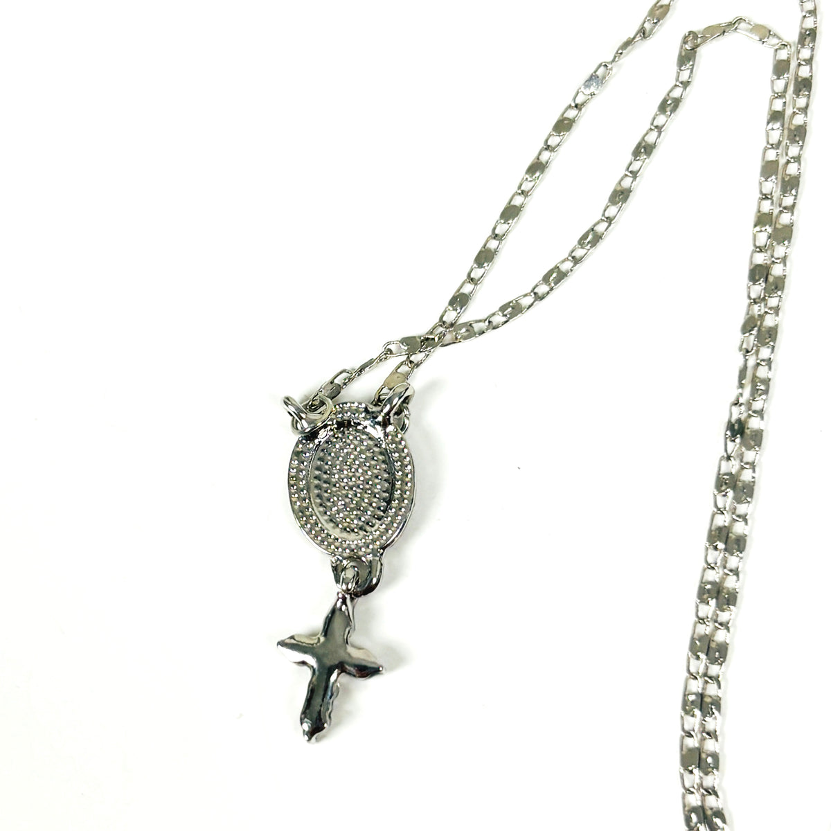 Dainty Jesus Charm Necklace Silver