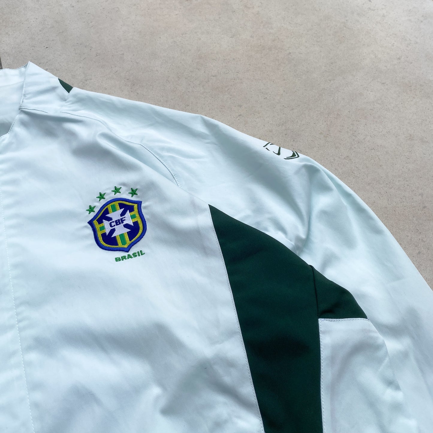 90s Nike Brazil Windbreaker Jacket Pale Green Medium