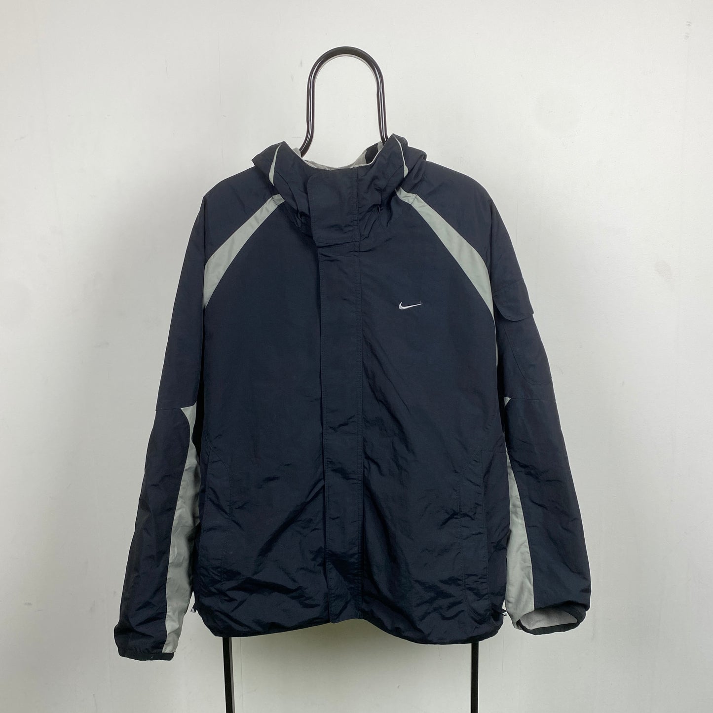 00s Nike Reversible Fleece Coat Jacket Black Brown Large