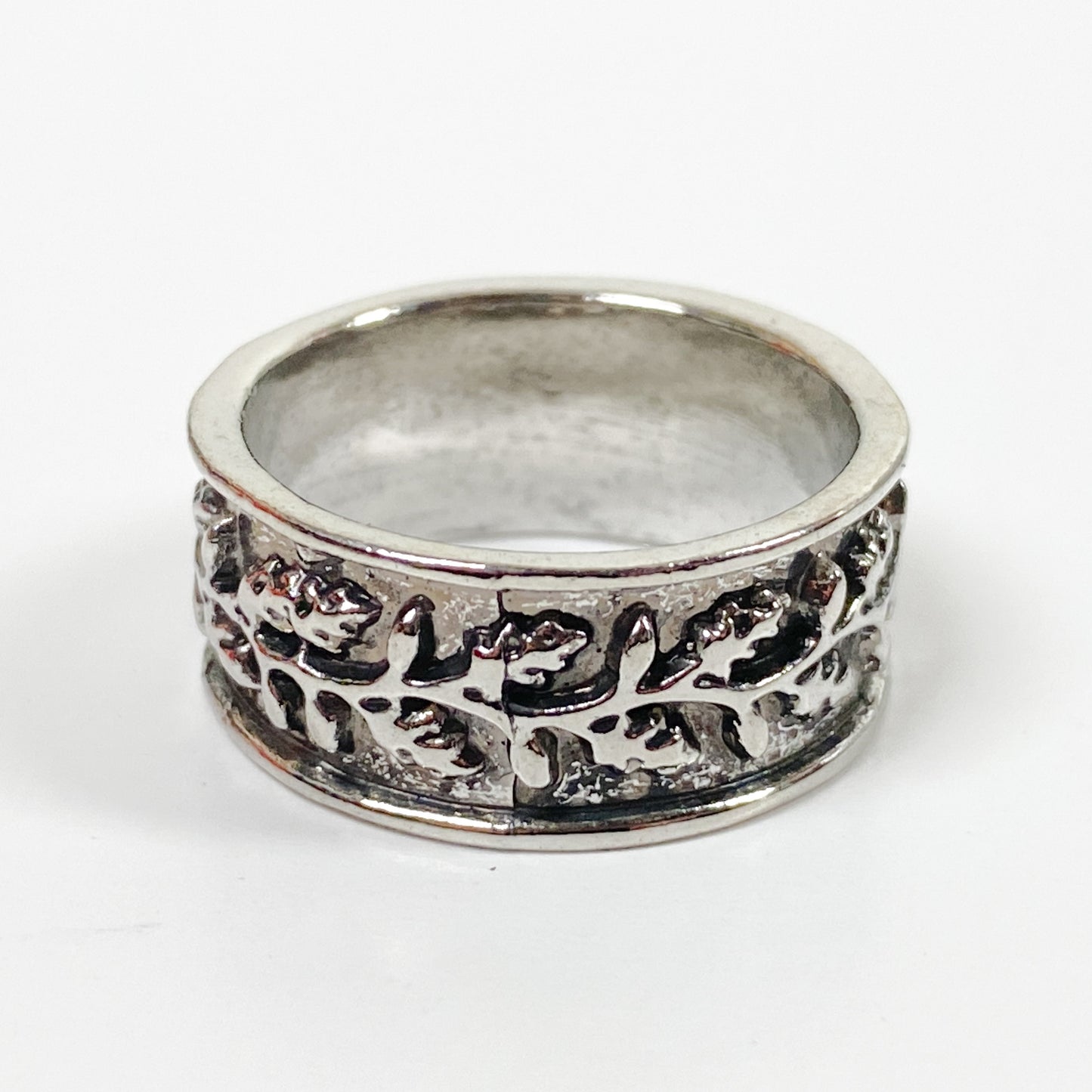 Retro Vintage Antique Leaf Ring Silver