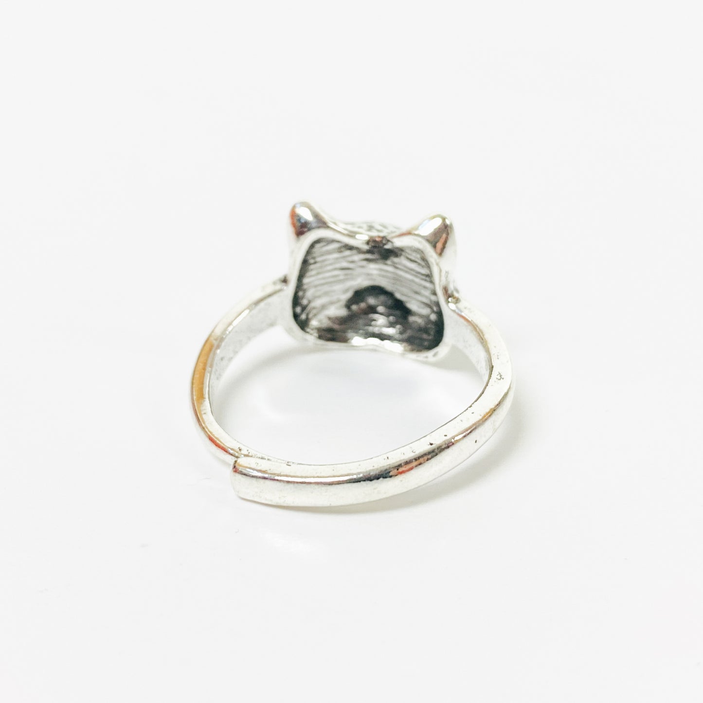 Retro Cat Gem Ring Silver