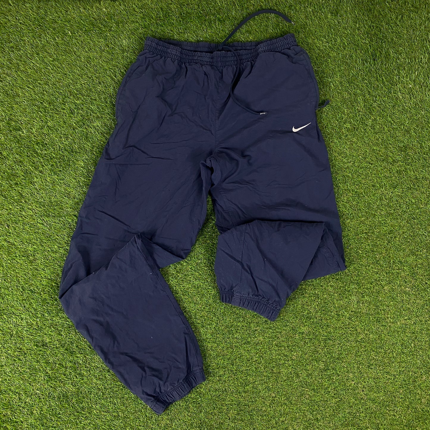 00s Nike Clima-Fit Piping Windbreaker Jacket + Joggers Set Blue Medium