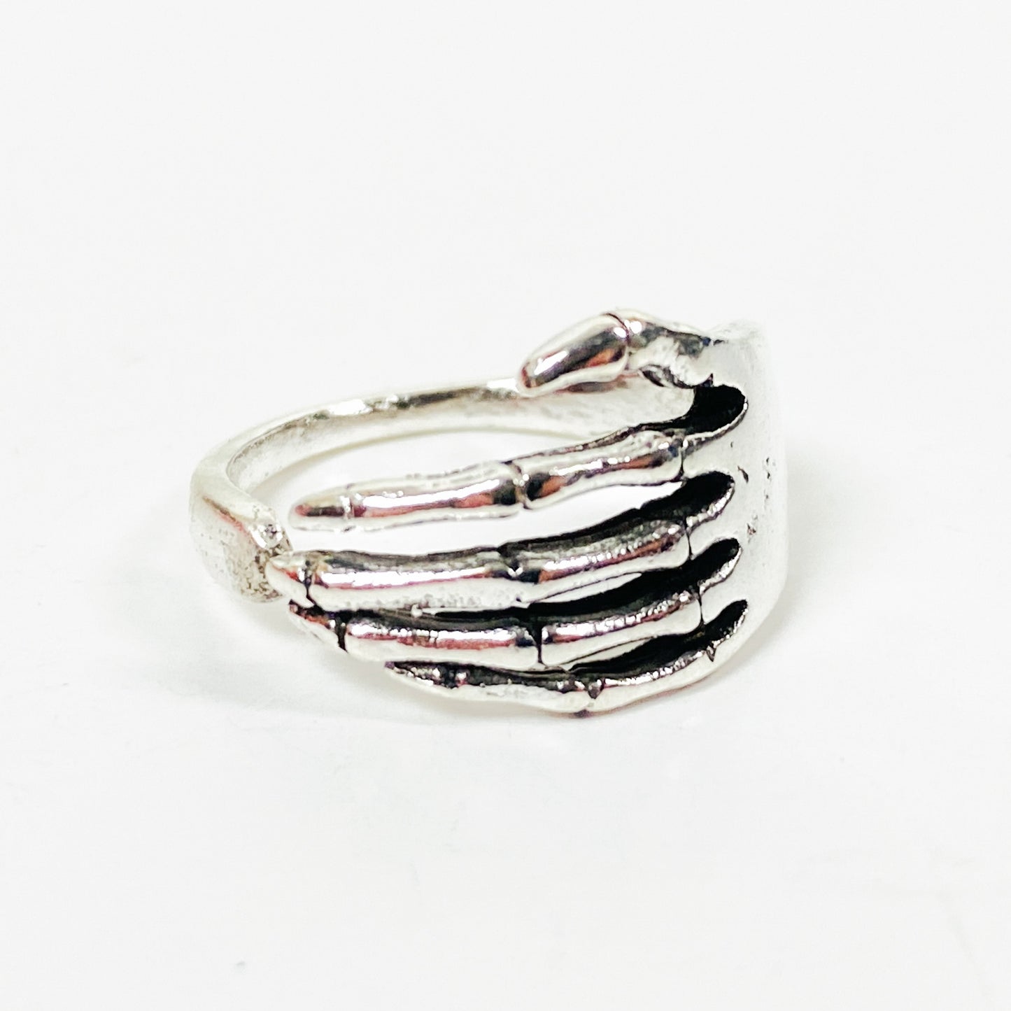 Retro Vintage Mini Skeleton Hand Ring Silver