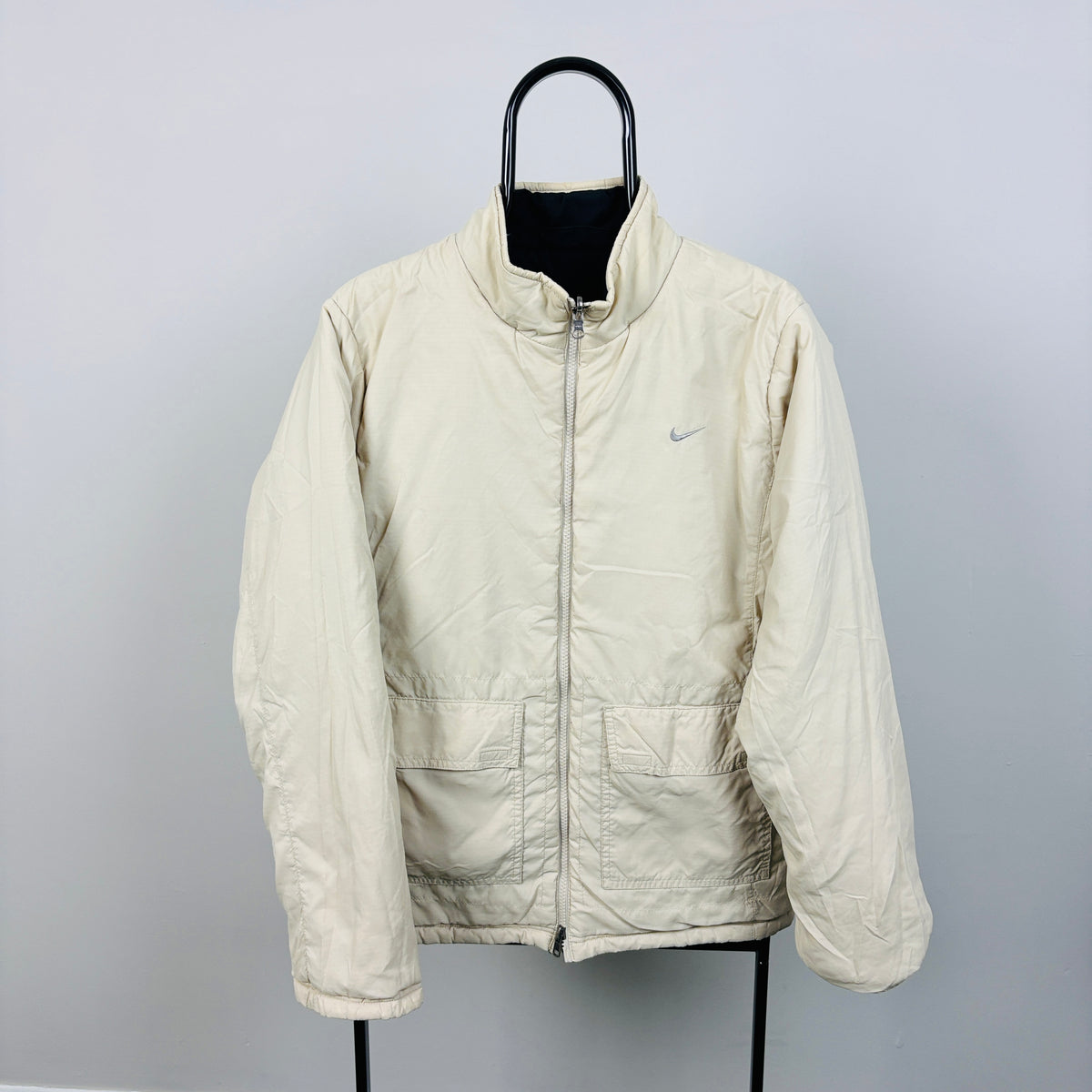 00s Nike Reversible Puffer Jacket Black Blue Large