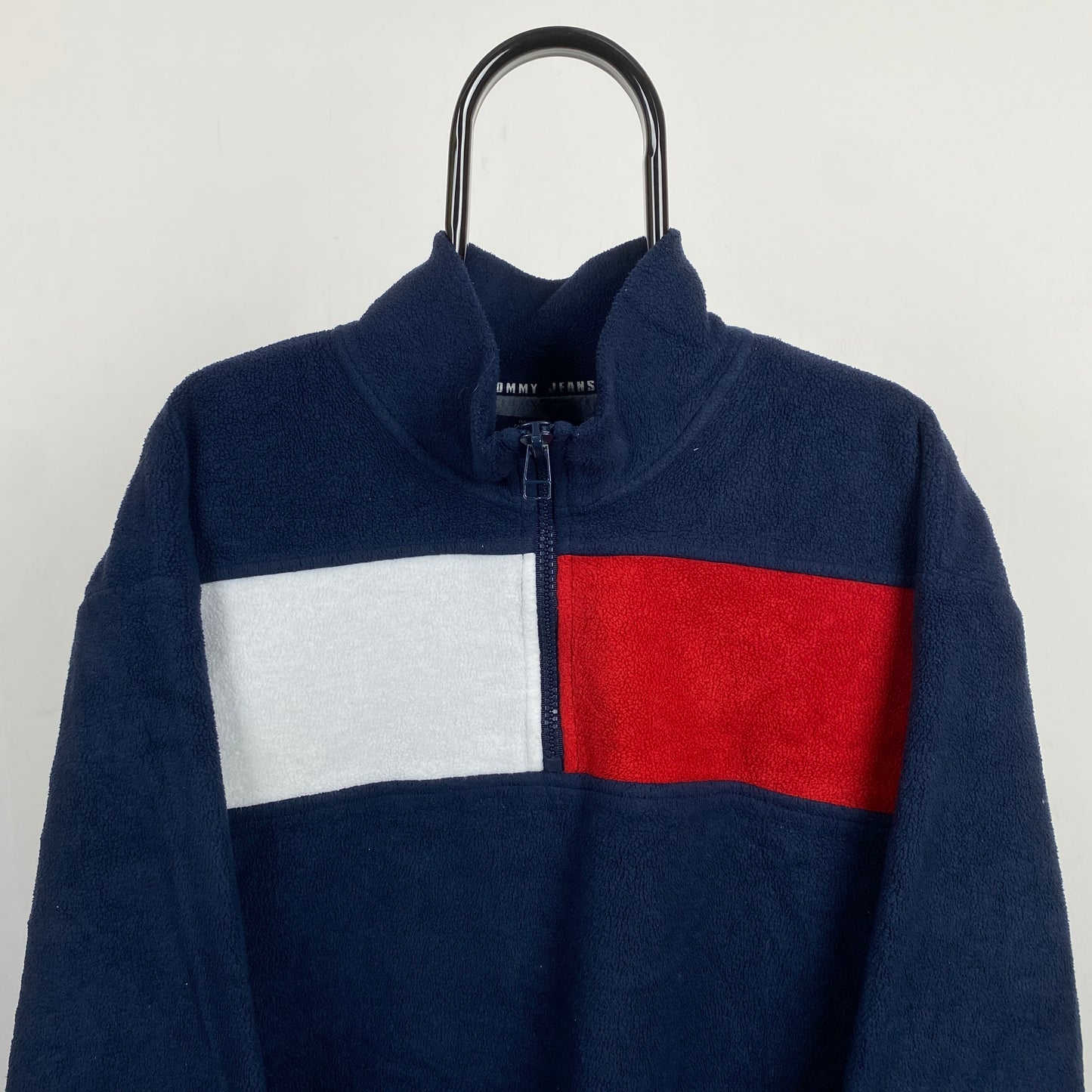 Retro Tommy Hilfiger 1/4 Zip Fleece Sweatshirt Blue XL