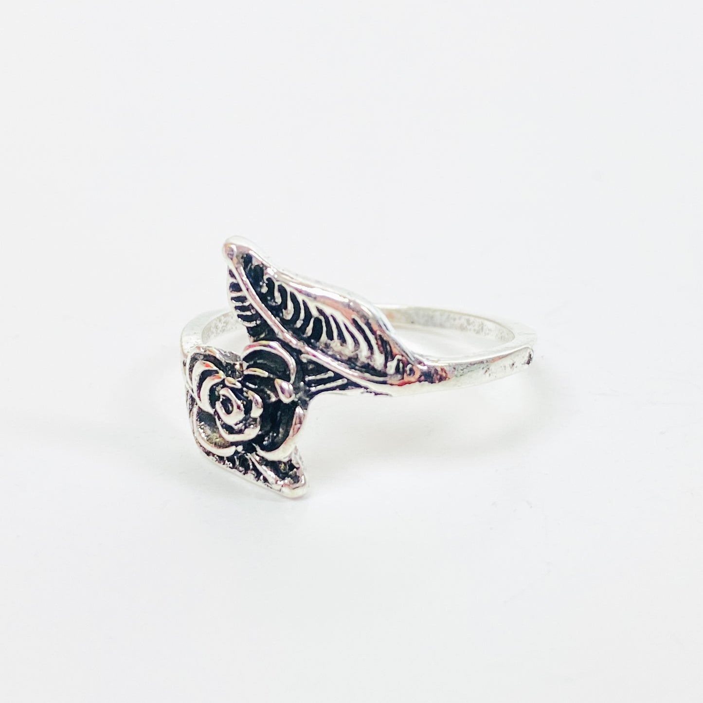 Antique Rose Adjustable Ring Silver