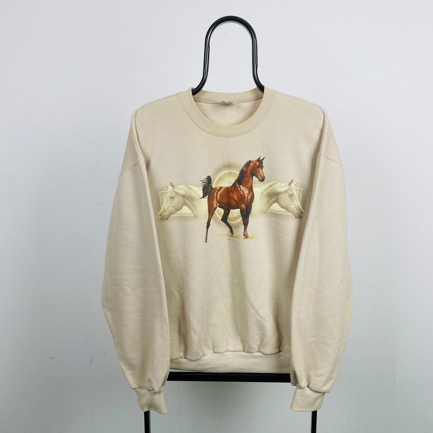 Retro 90s Horse Sweatshirt Brown Large