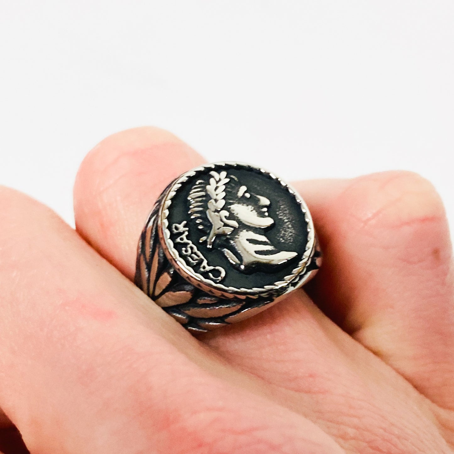 Caeser Roman Signet Ring Silver