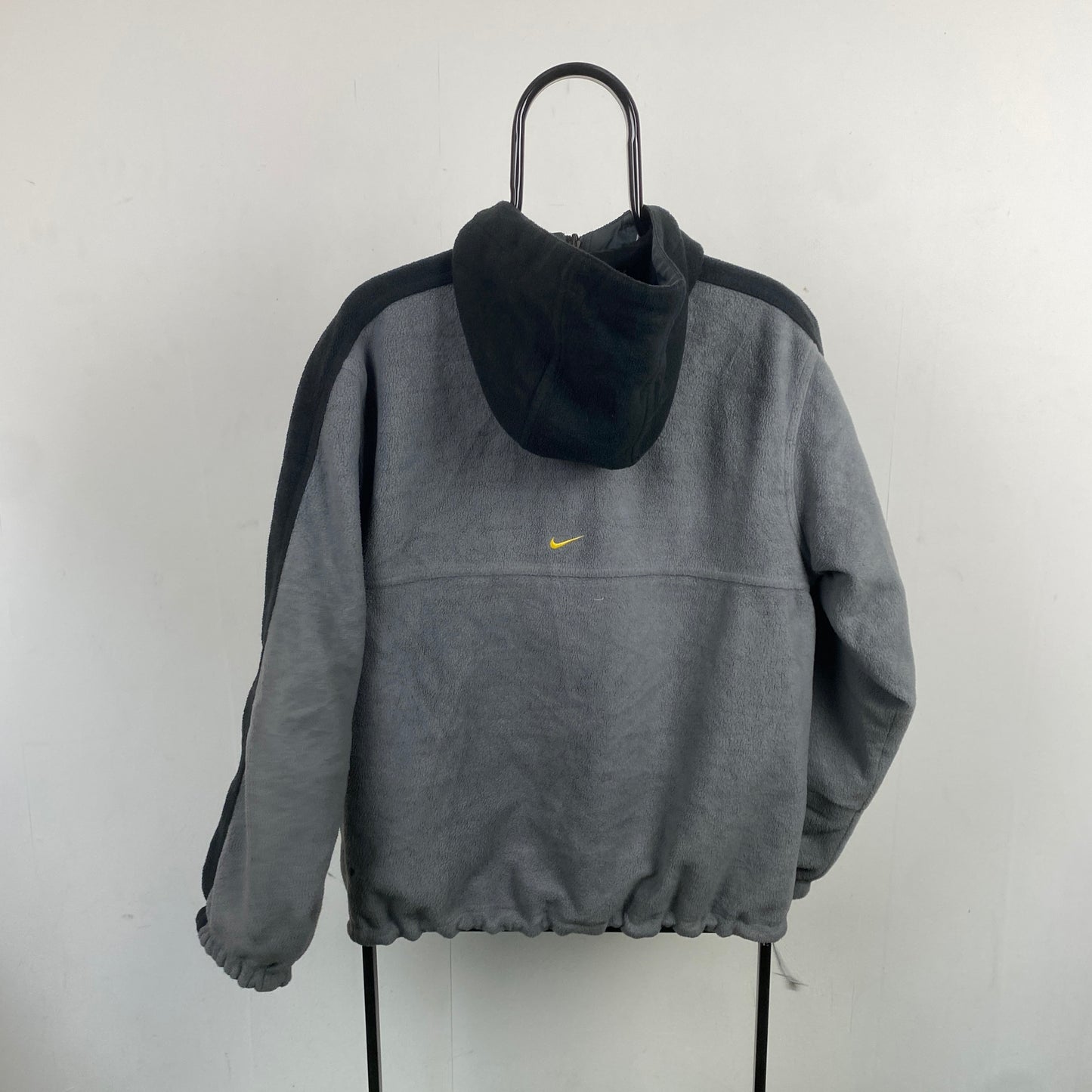 00s Nike Tn Hex Reversible Fleece Coat Jacket Black Grey Small