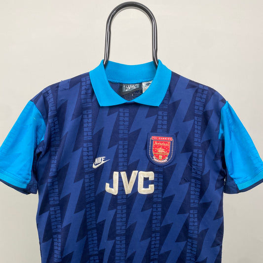 90s Nike Arsenal Football Shirt T-Shirt Blue Small