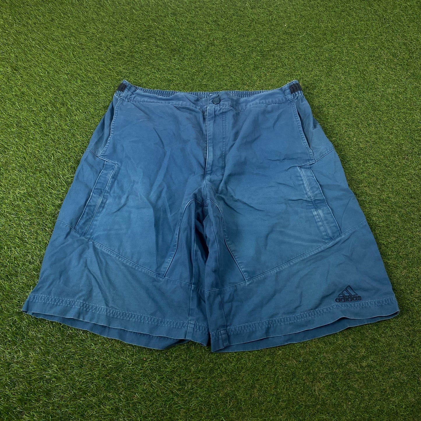 90s Adidas Cargo Shorts Blue Large