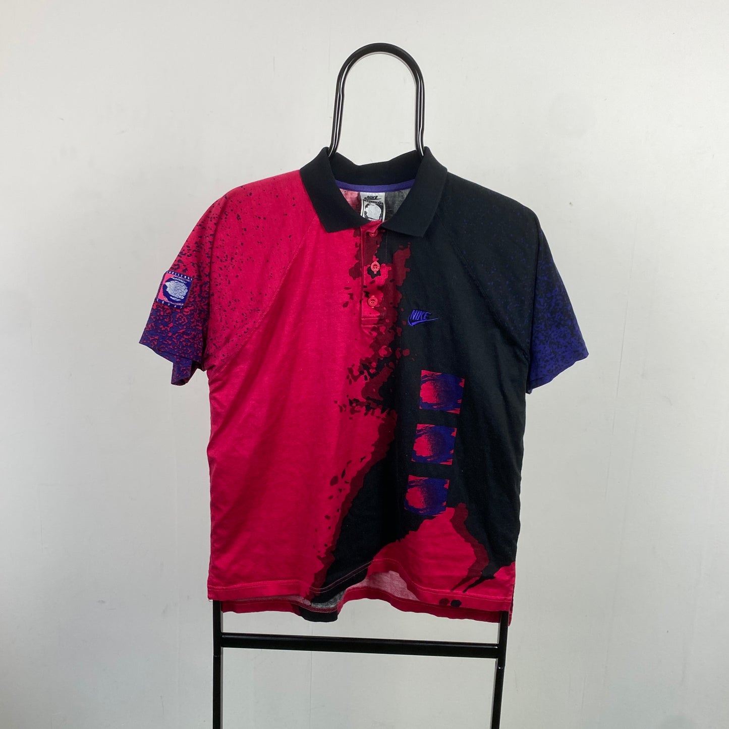 90s Nike Challenge Court Polo Shirt T-Shirt Black Medium
