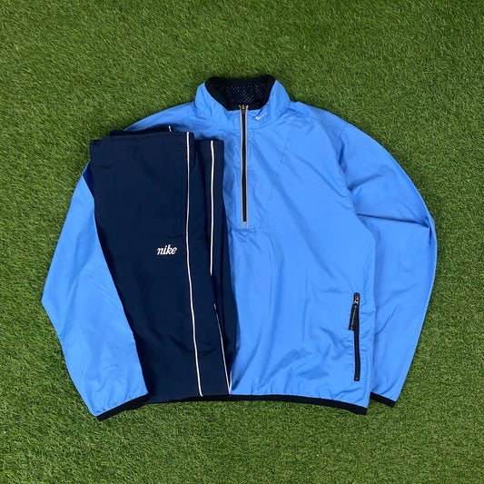 00s Nike Windbreaker Jacket + Joggers Set Blue Medium