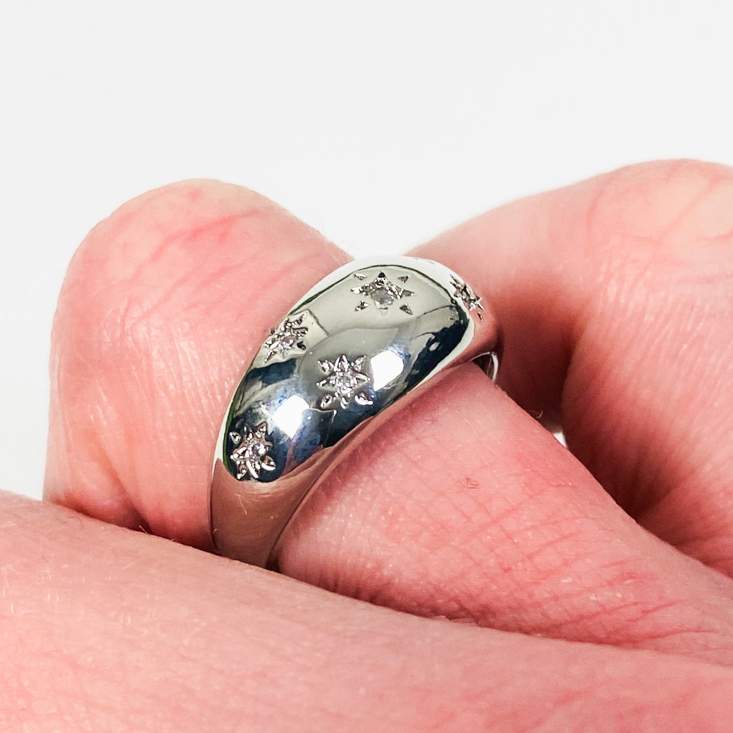 Adjustable Engraved Constellation Dome Ring .925 Silver