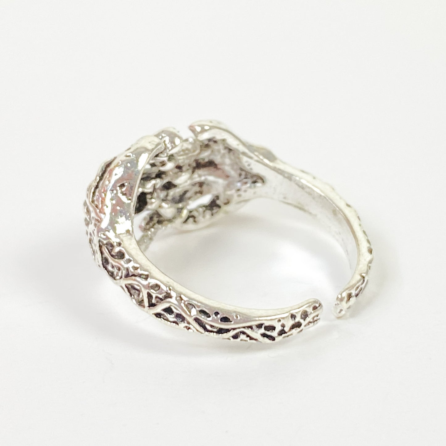 Vintage Retro Adjustable Hands Ring Silver