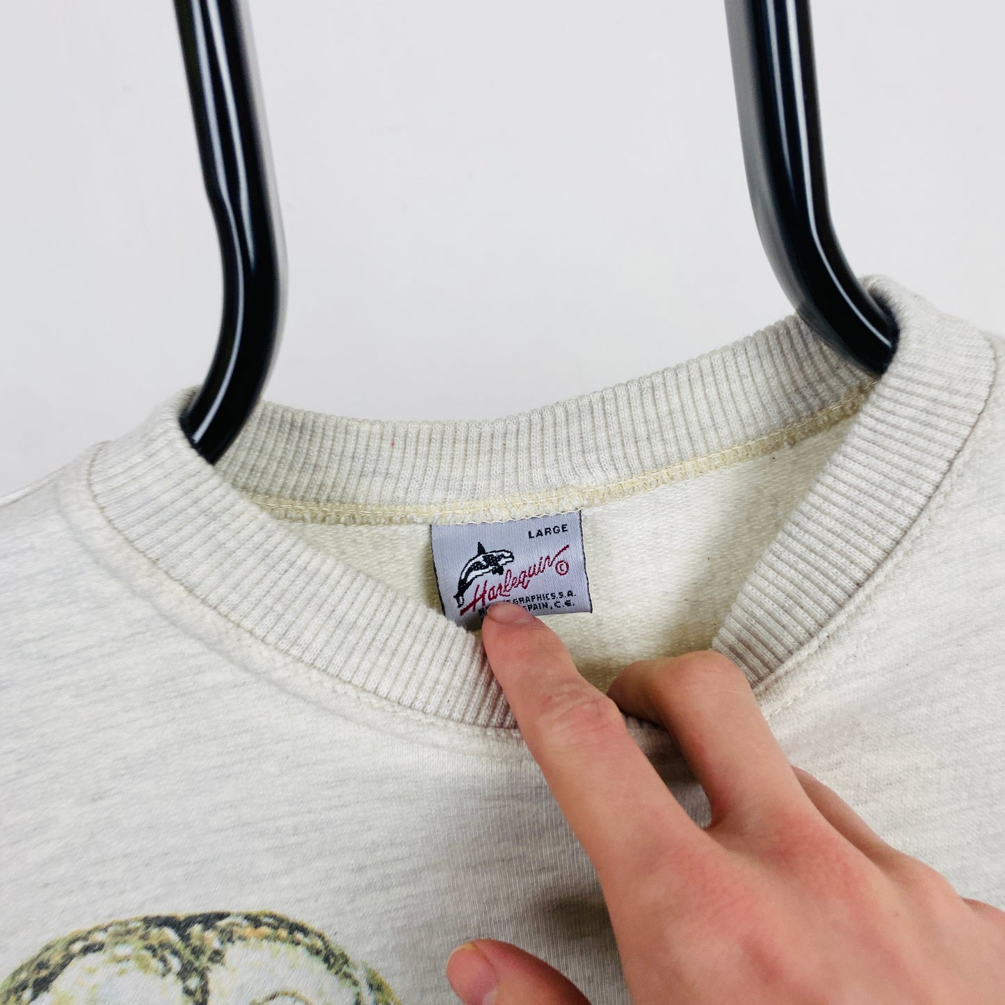 Retro 90s Owl Sweatshirt Grey Large