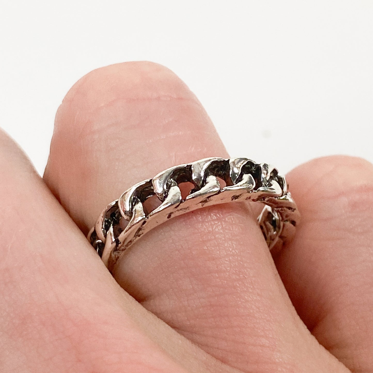 Retro Vintage Chain Ring Silver