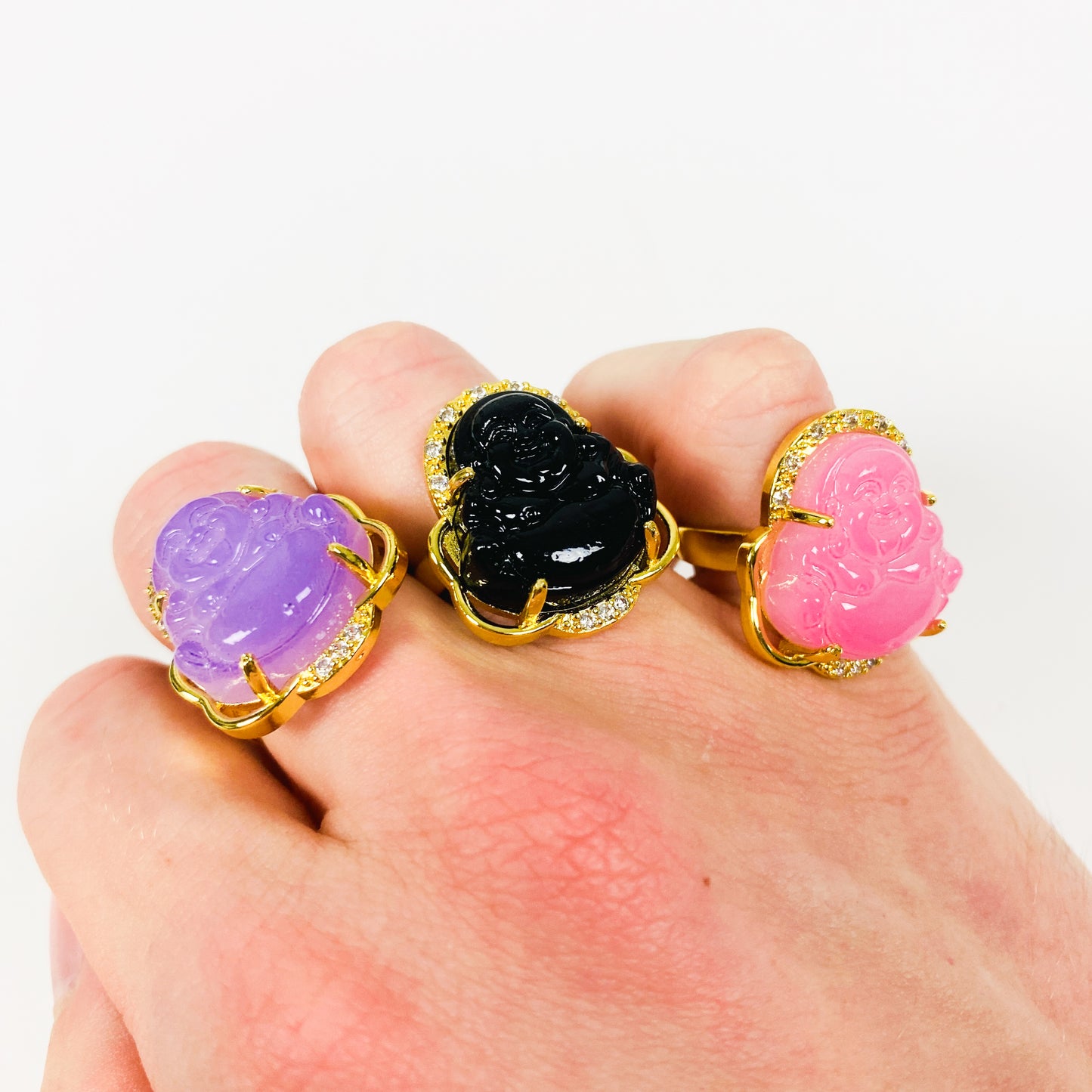 Retro Vintage Buddha Ring Gold Black