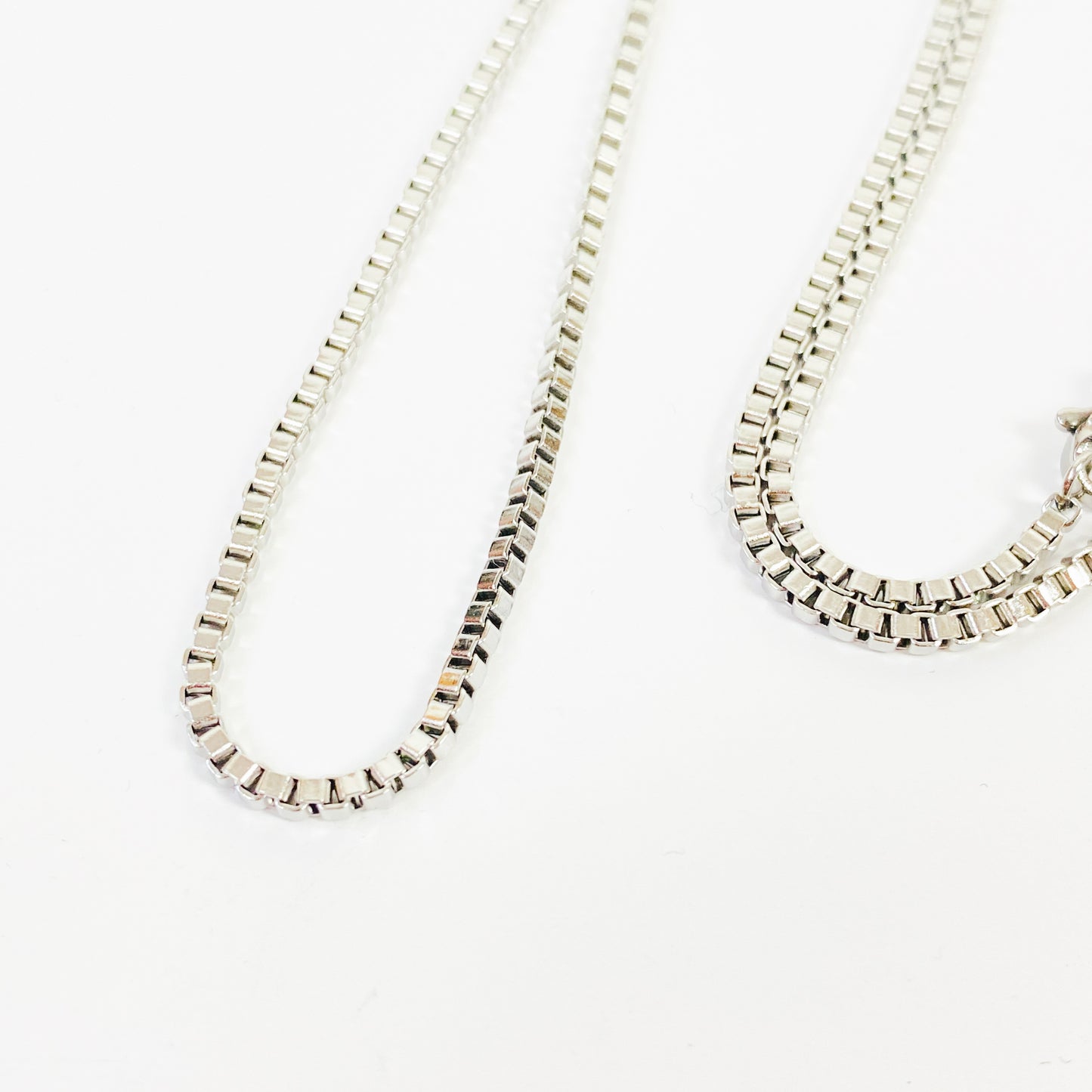 Retro Box Link Necklace Chain Silver