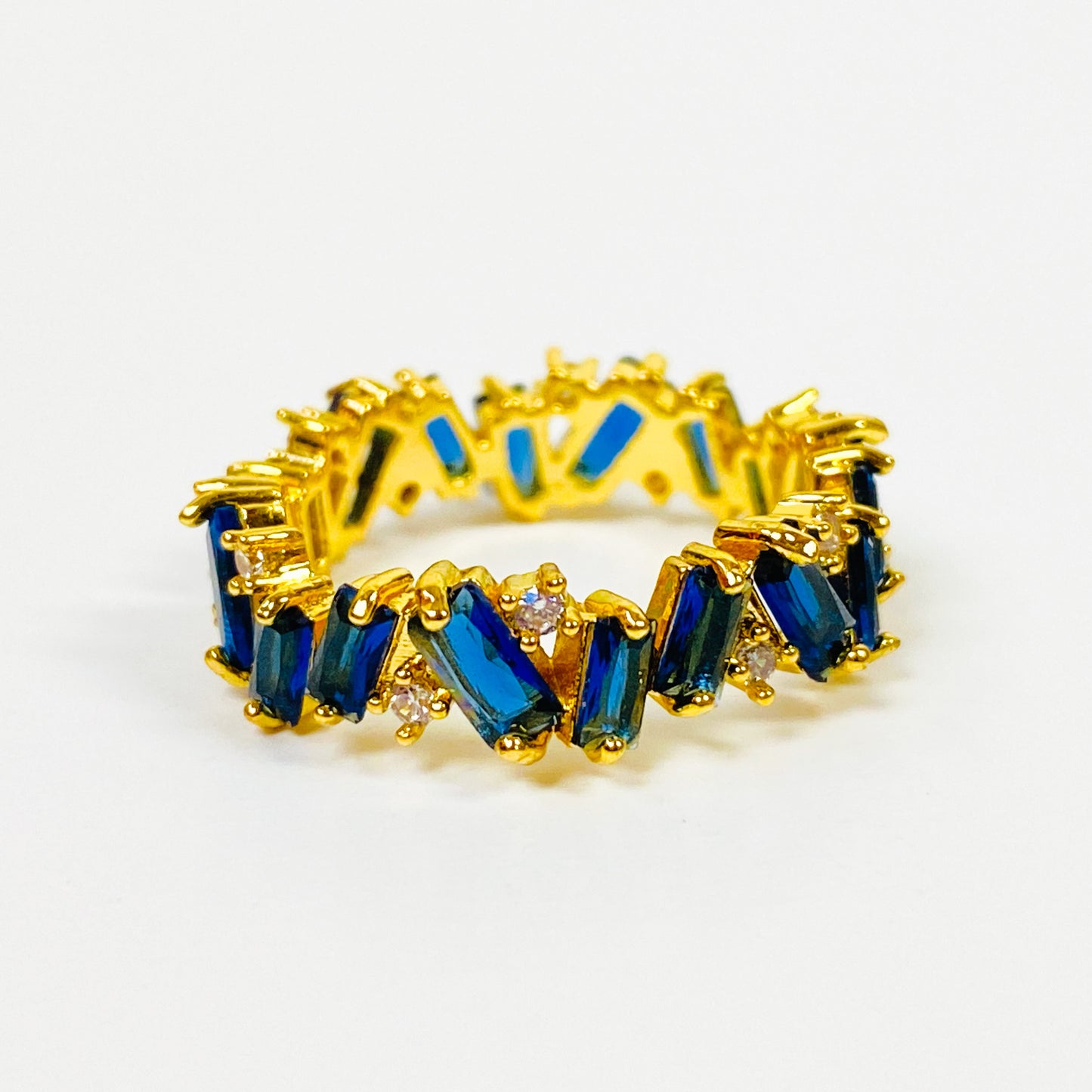 Retro Vintage Gem Ring Gold Blue