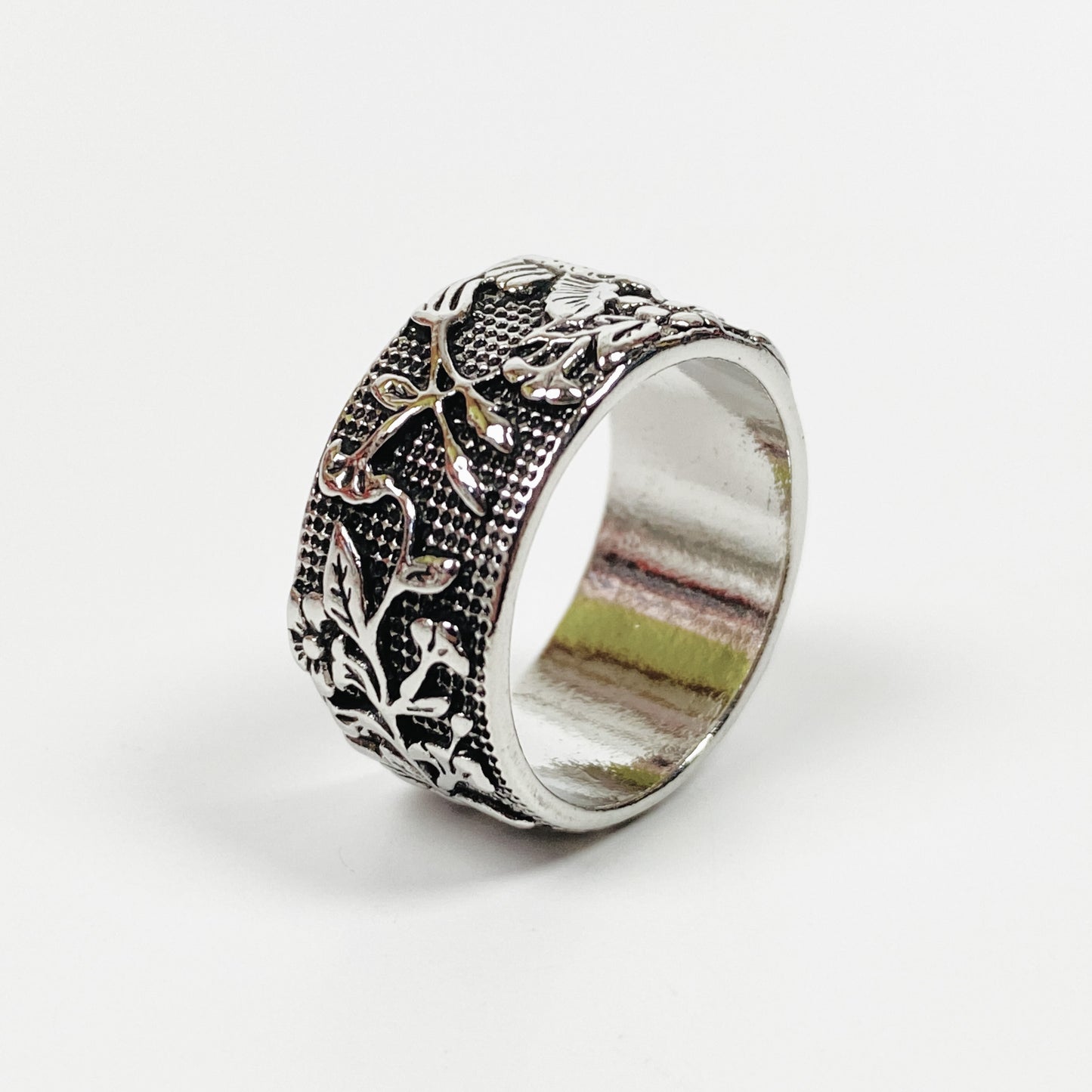 Retro Vintage Flower Ring Silver