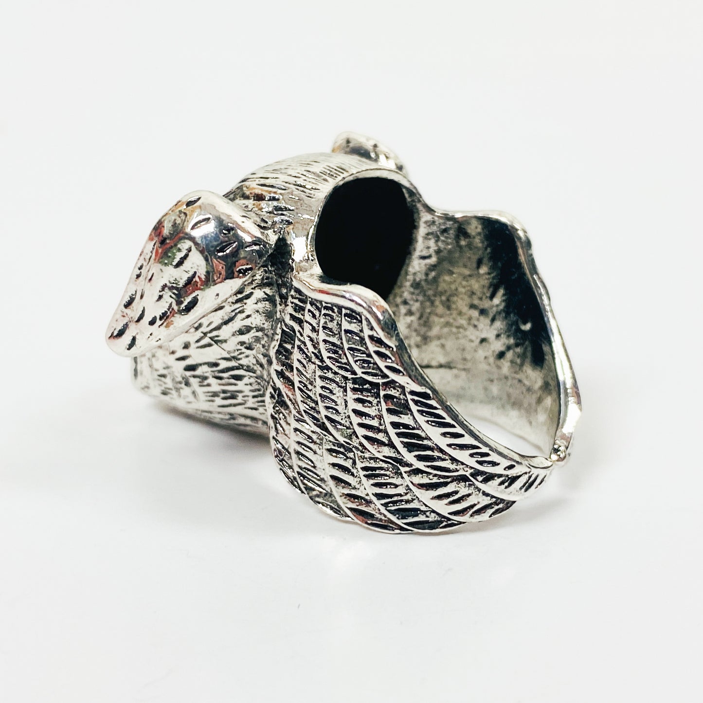 Retro Adjustable Boar Ring Silver