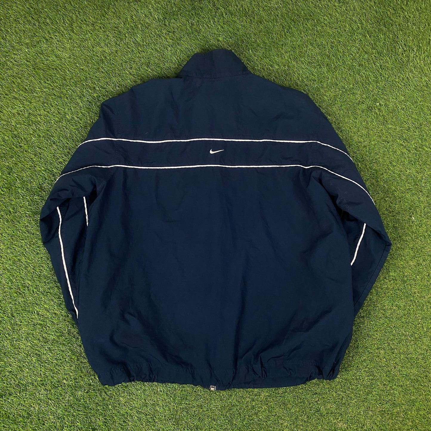 00s Nike Piping Windbreaker Tracksuit Set Jacket + Joggers Blue XL