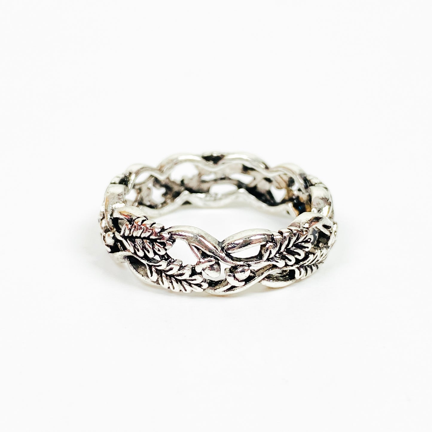 Retro Vintage Wheat Ring Silver