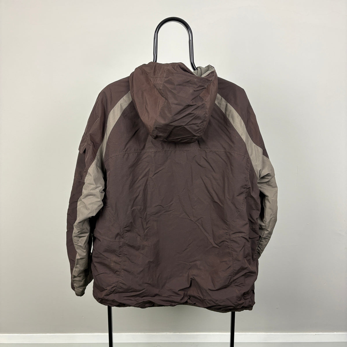 00s Nike Reversible Fleece Coat Jacket Black Brown Large