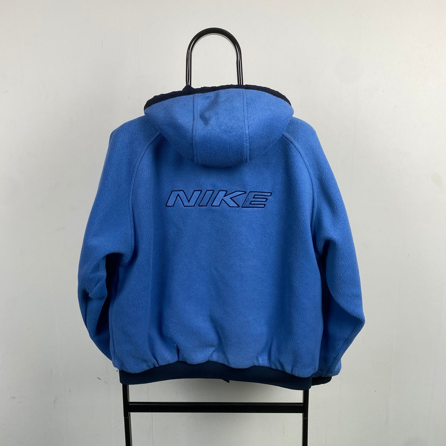 90s Nike Reversible Fleece Coat Jacket Blue Small