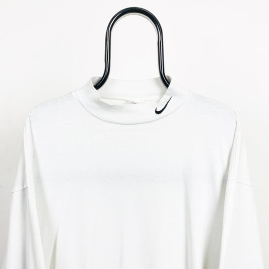 90s Nike Mock Neck Long Sleeve T-Shirt White XL