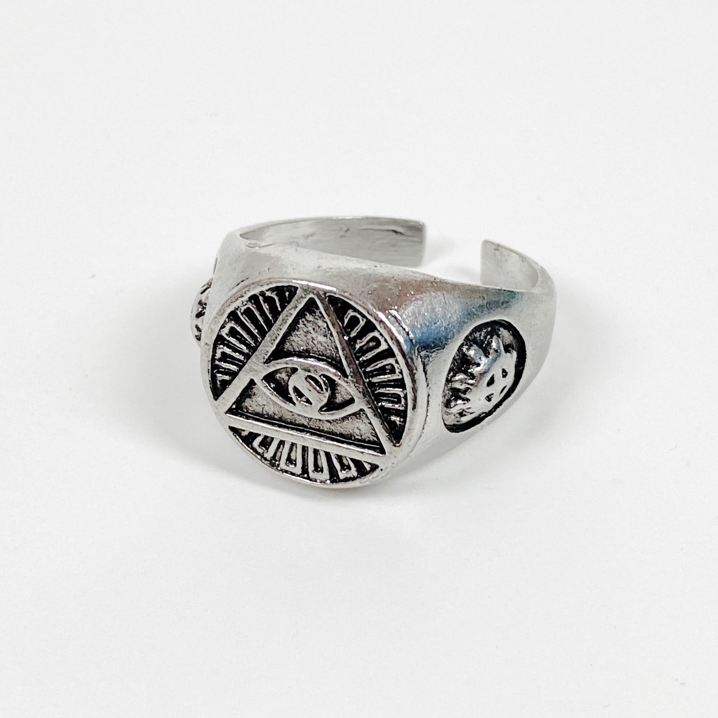 Vintage Retro Adjustable Pyramid Ring Silver