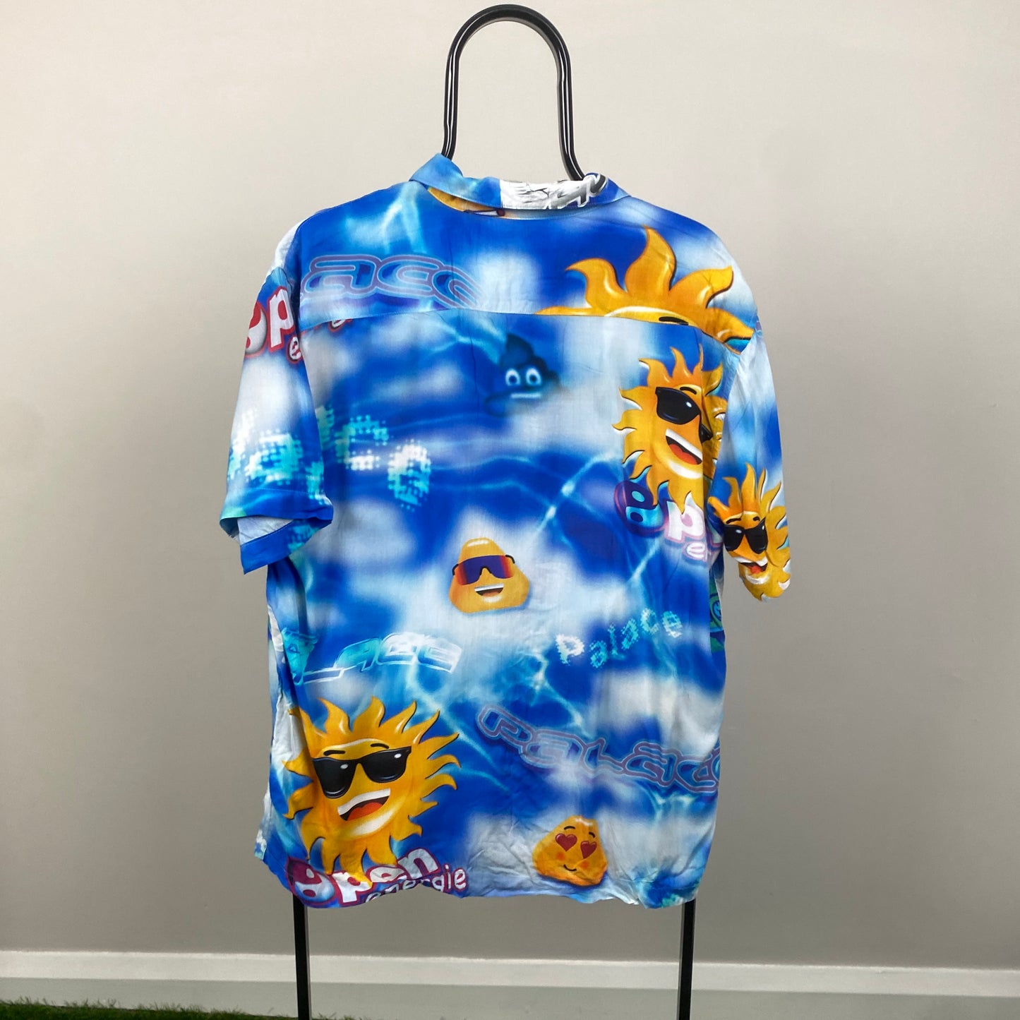 00s Palace Open Energy Button Up Shirt T-Shirt Blue Small