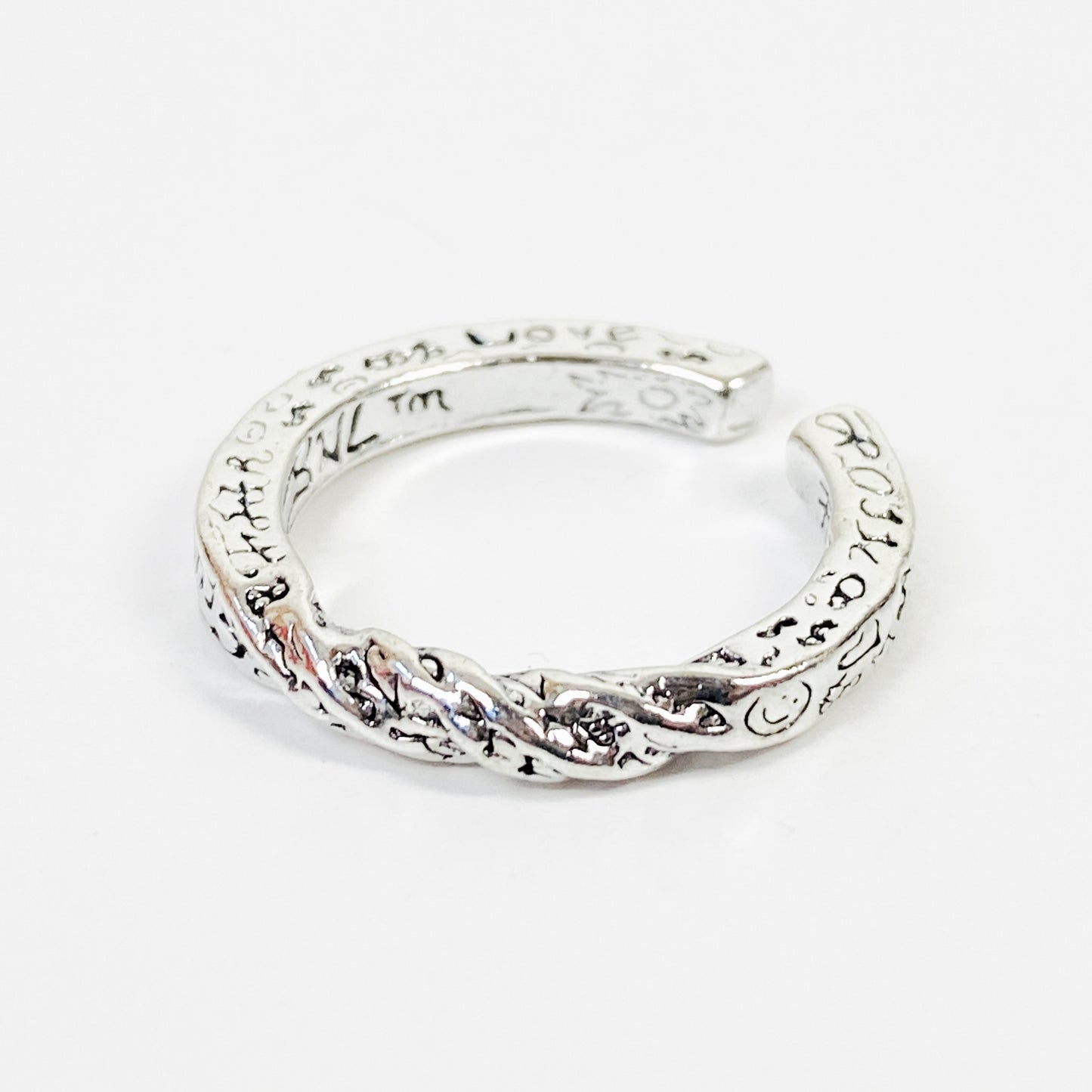 Vintage Retro Adjustable Twist Ring Silver
