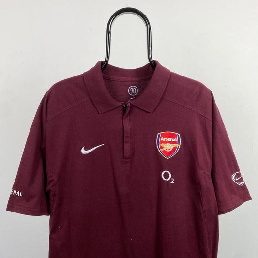 00s Nike Arsenal Highbury Polo Shirt T-Shirt Red XL