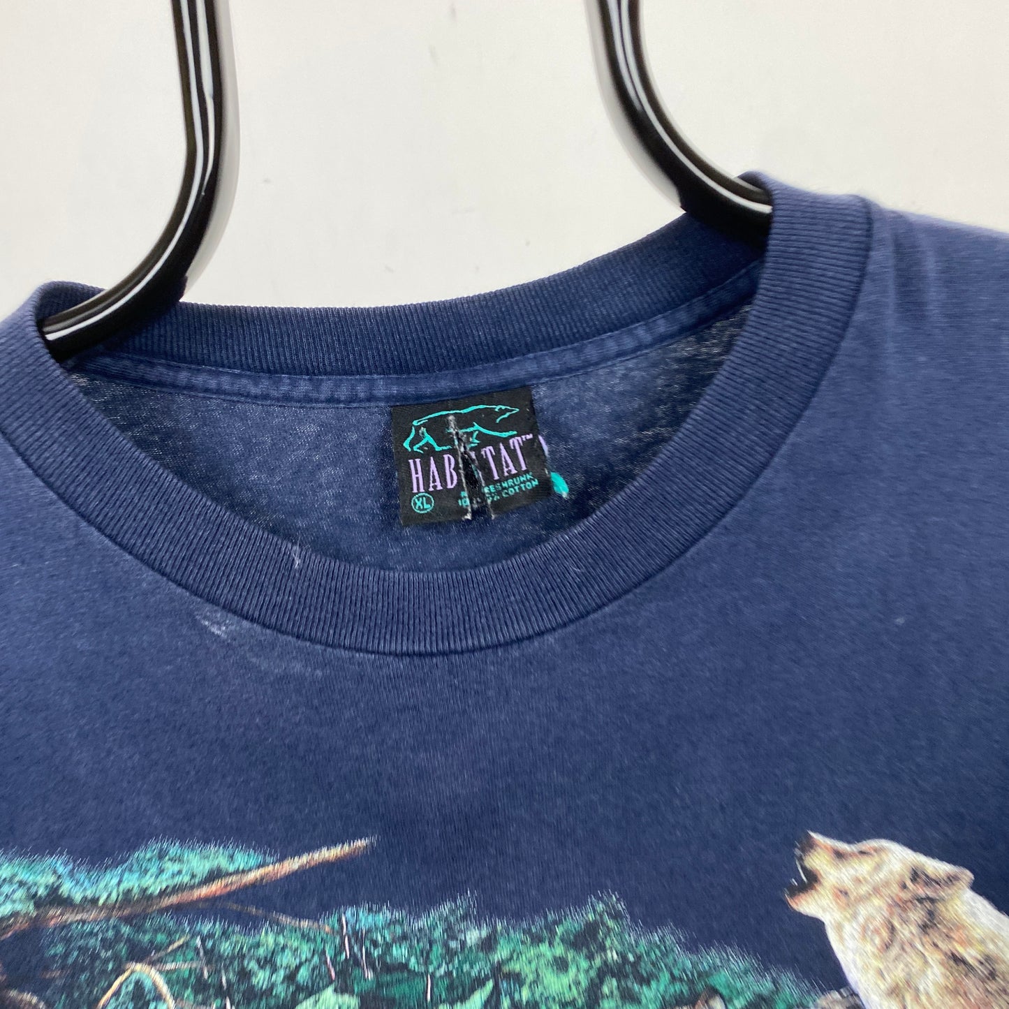 Retro Wolf T-Shirt Blue XL