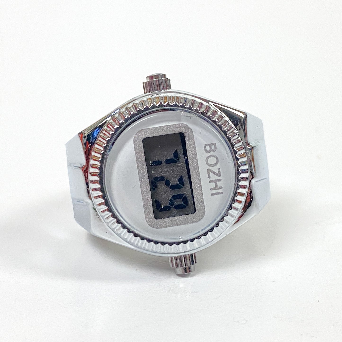 Retro Adjustable Digital Watch Ring Silver