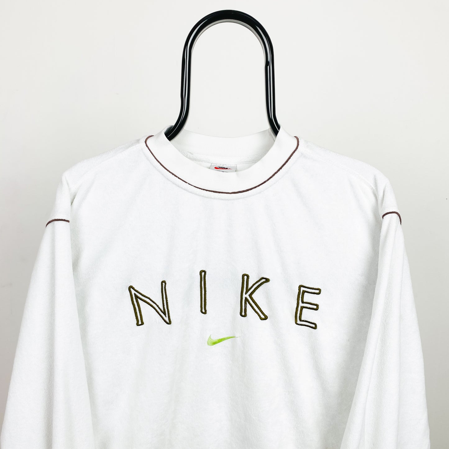 90s Nike Towelling Sweatshirt White XS