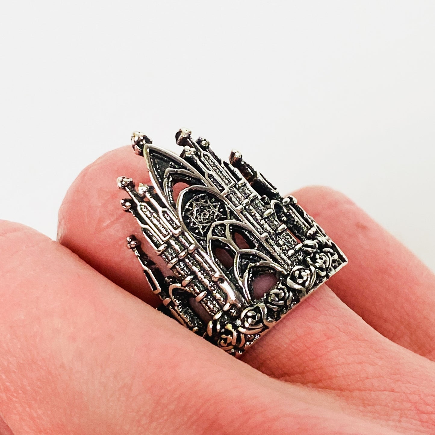 Adjustable Cathedral Ring Silver