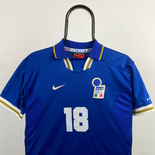 90s Nike Italy Zola Football Shirt T-Shirt Blue Small