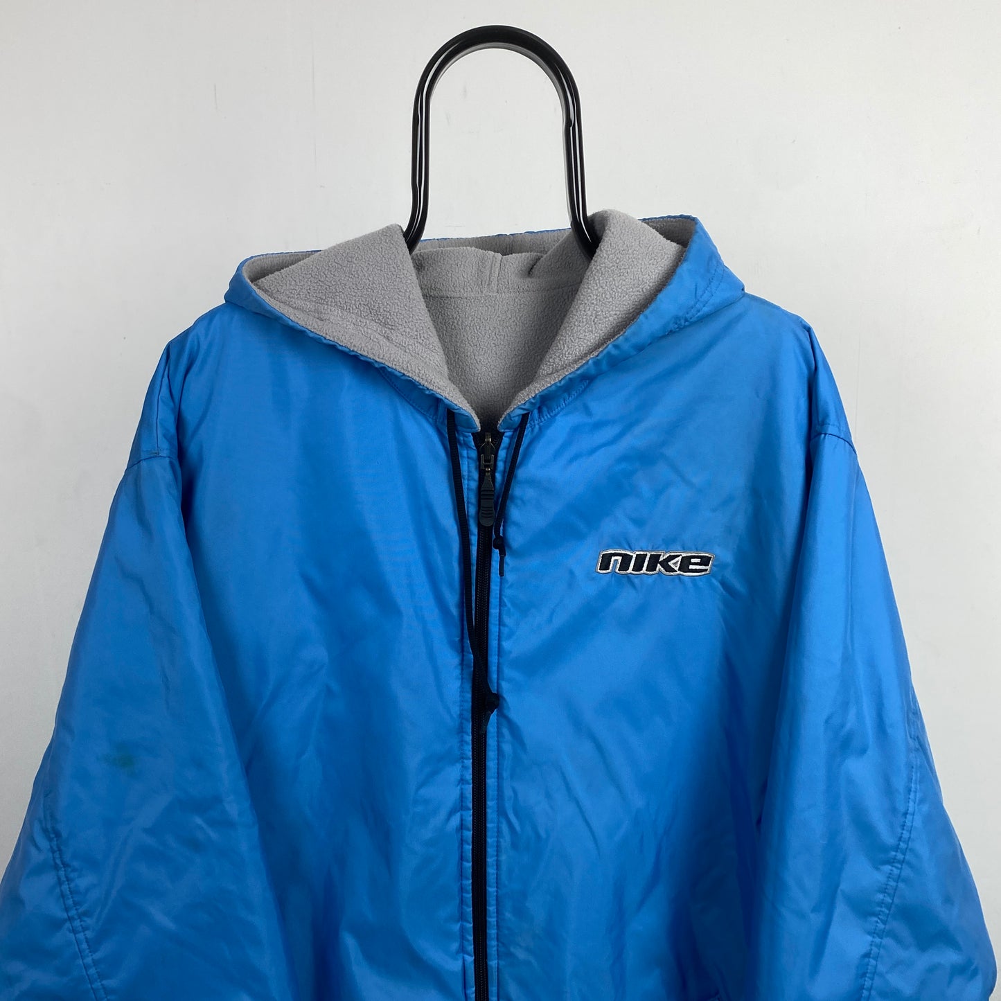 90s Nike Reversible Puffer Fleece Jacket Blue Large