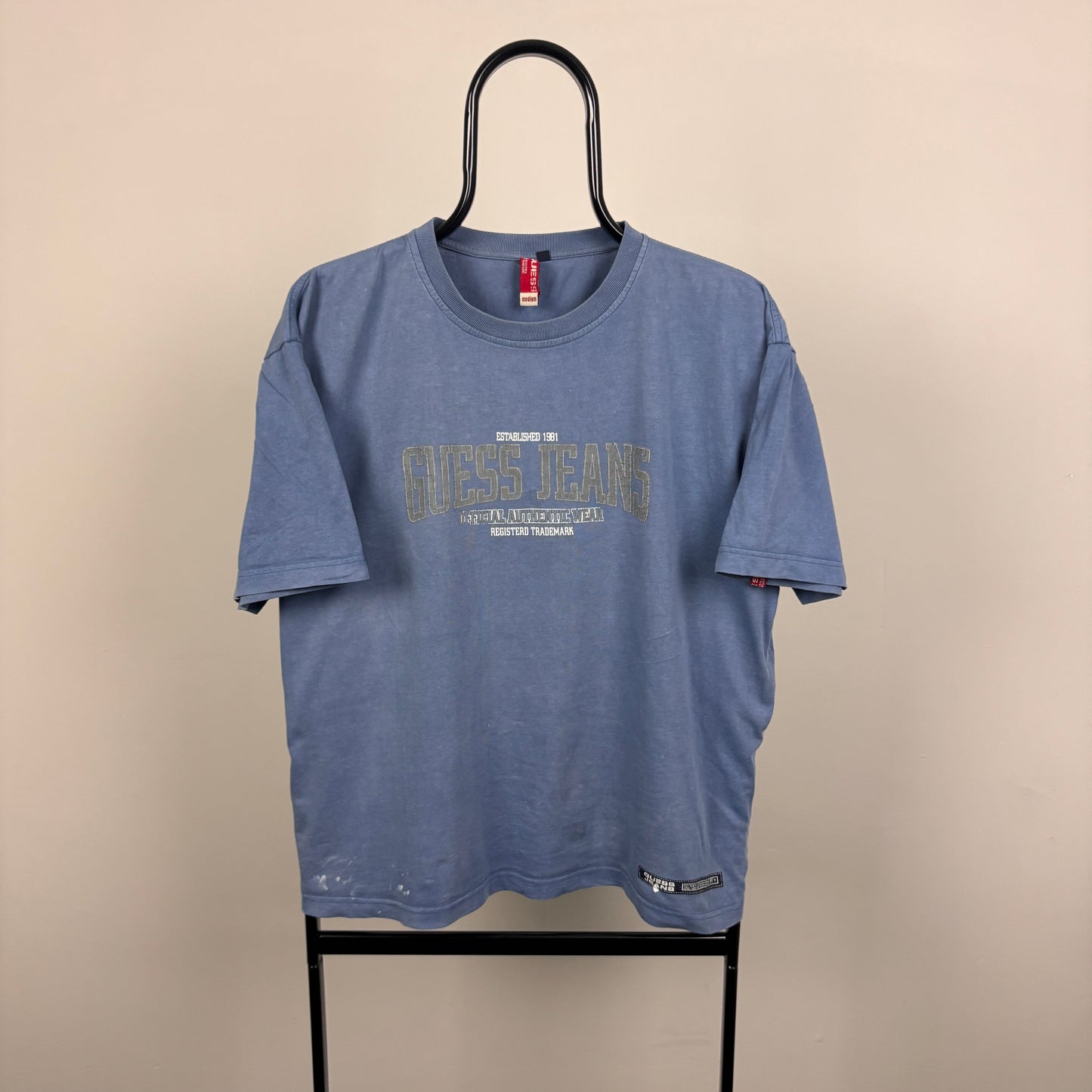 90s Guess Boxy Fit T-Shirt Blue Medium