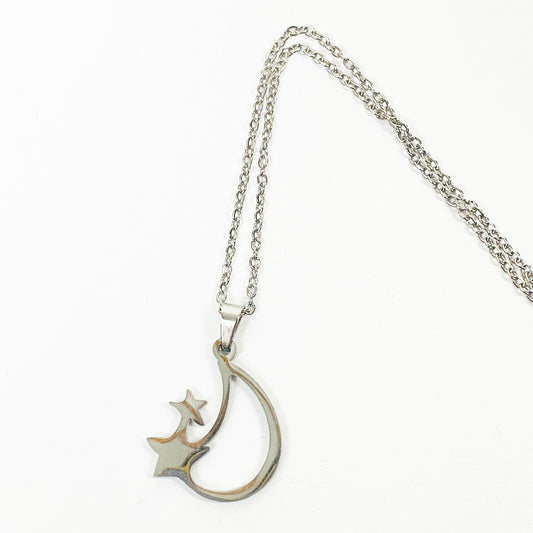 Retro Shooting Star Chain Link Necklace Chain Silver