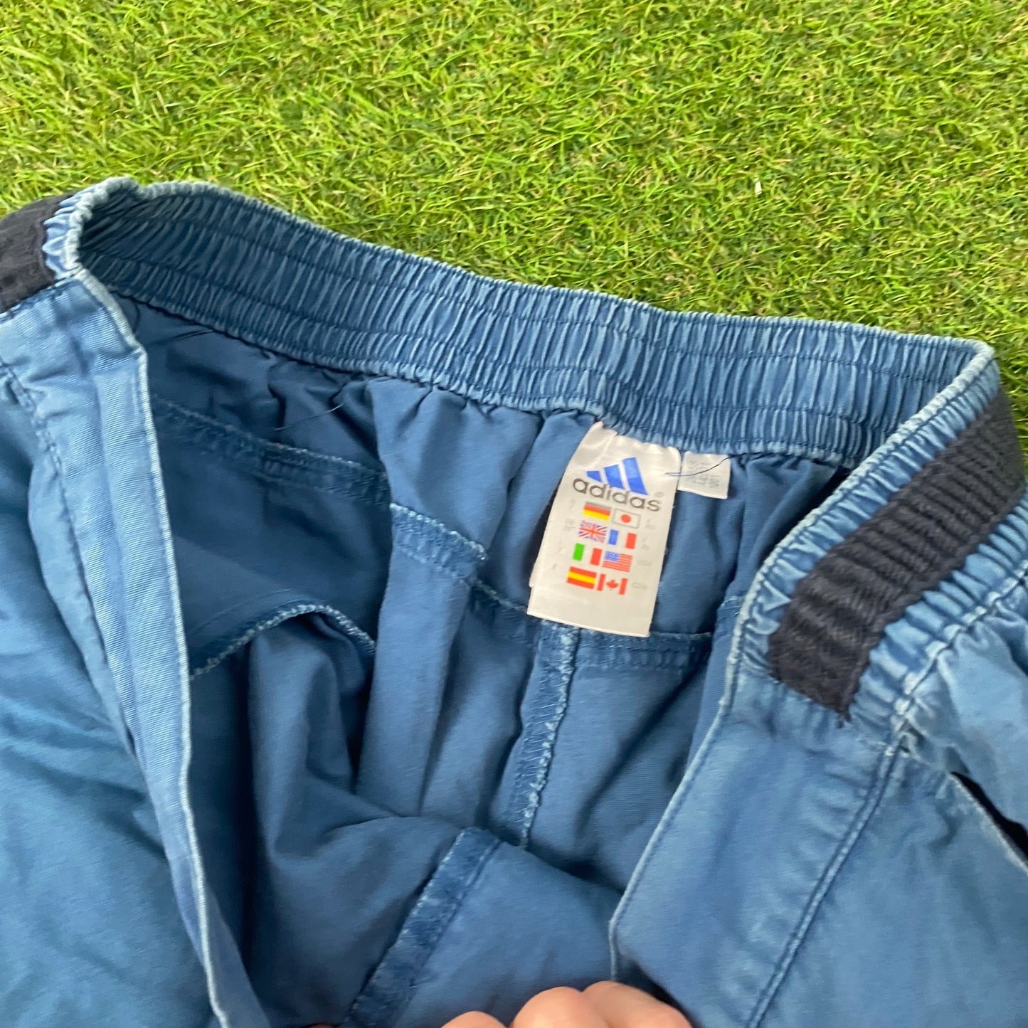 90s Adidas Cargo Shorts Blue Large