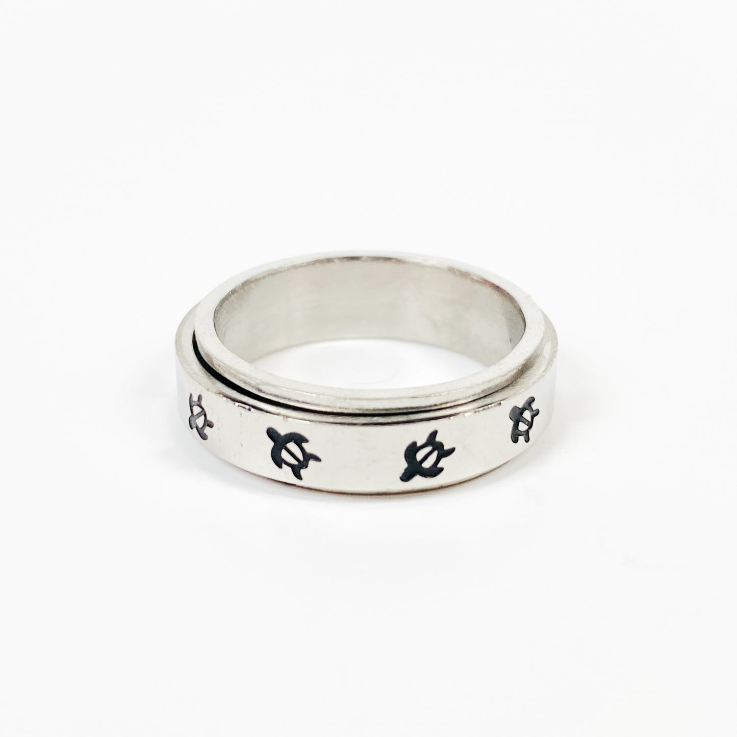 Retro Vintage Turtle Spinning Ring Silver