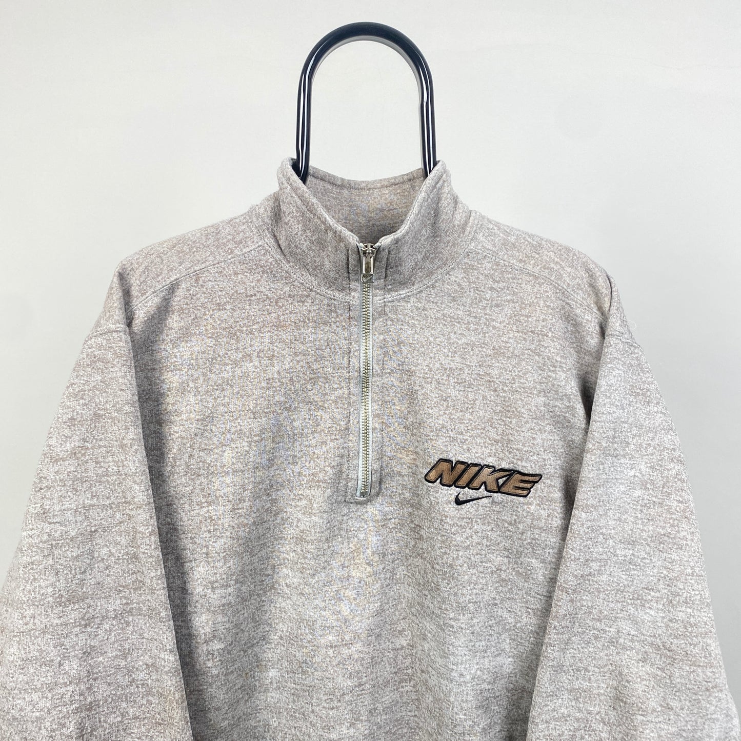 90s Nike 1/4 Zip Sweatshirt Brown Small